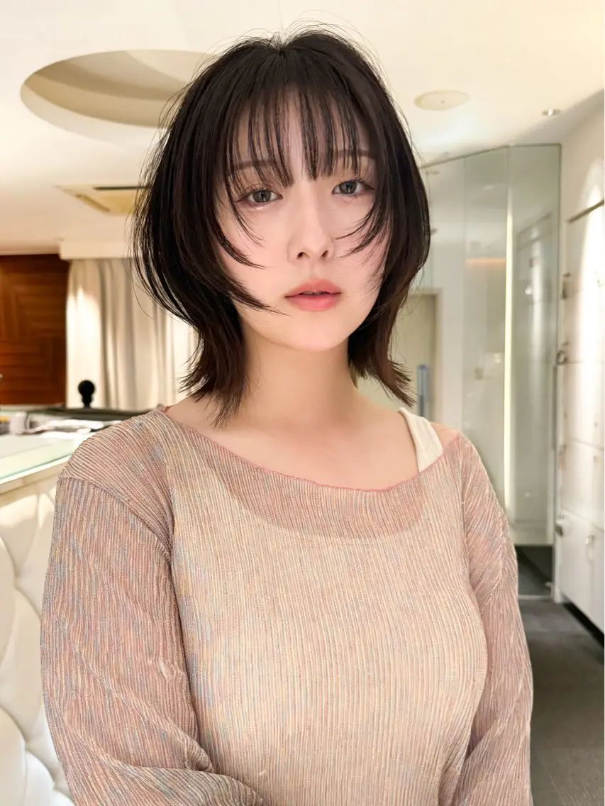 ミディアム ボブレイヤー ボブ レイヤーカット モデル募集/山田蓮/ レイヤーボブのヘアスタイル