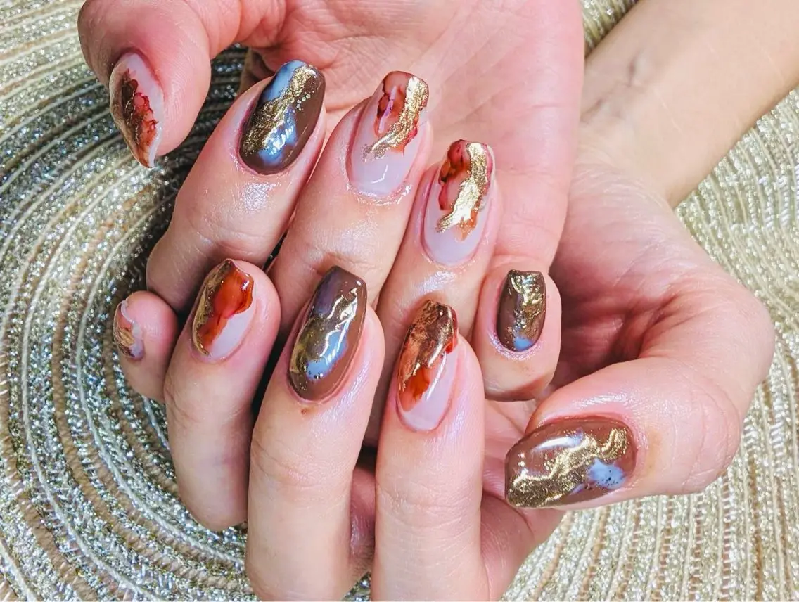 ネイル アートネイル ブラウン moa nailのネイルデザイン