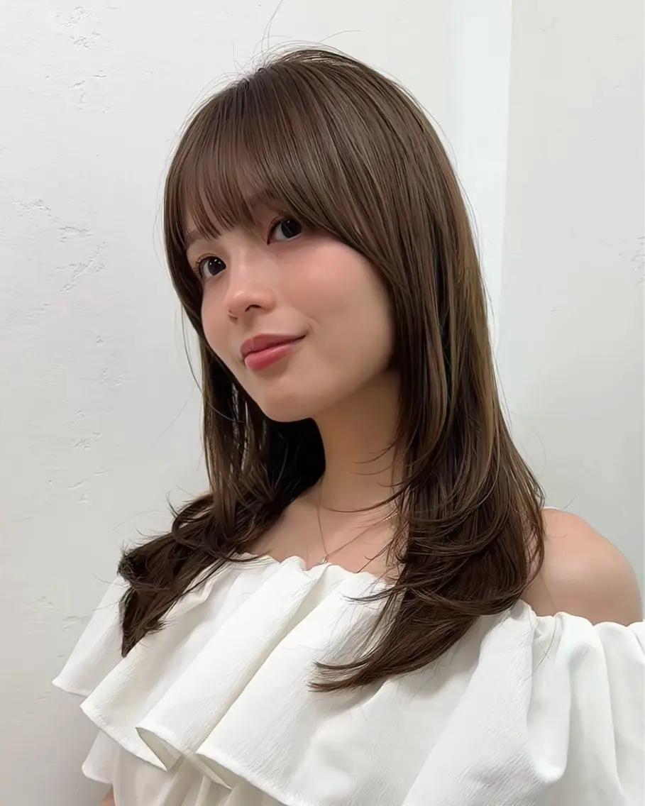ミディアム カラー ミディアムレイヤー ブリーチ ブラウンカラー 透明感カラー モカブラウン レイヤー🐏髪質改善 /透明感/みっきーのヘアスタイル