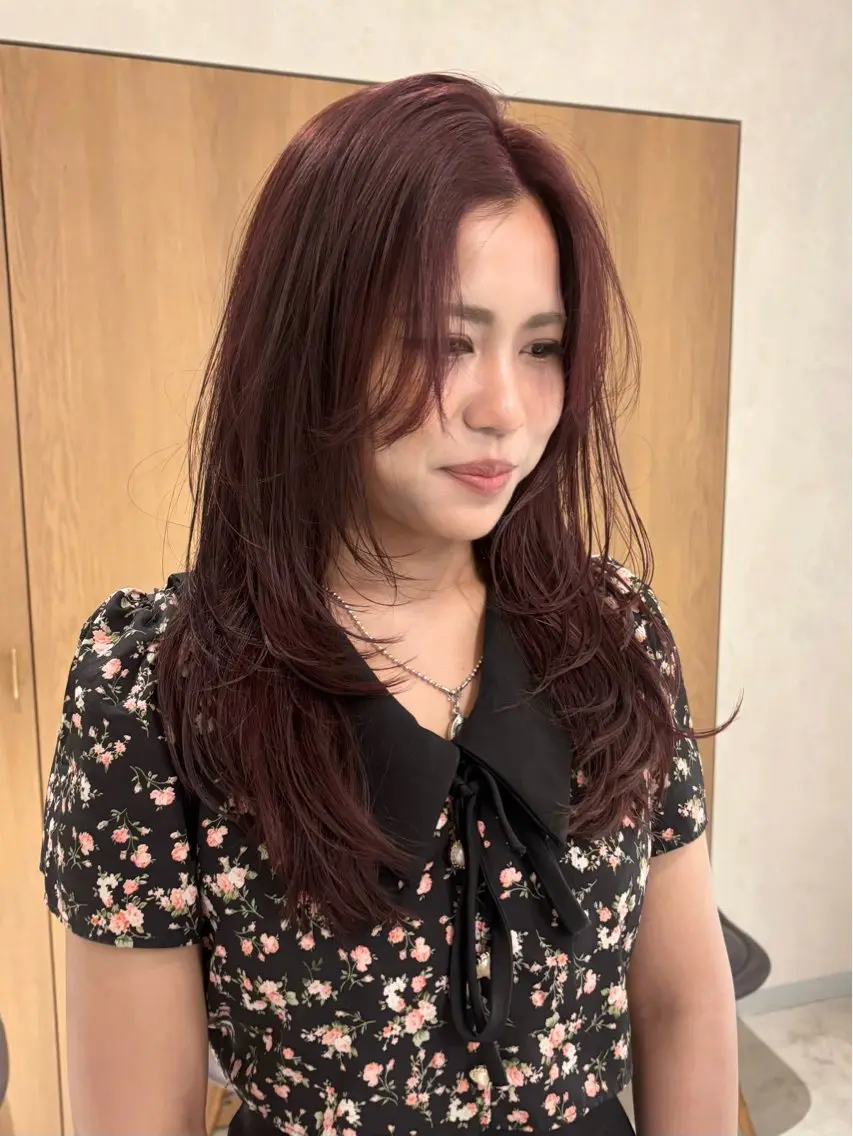 ロング カラー カット ヘアカラー トリートメント mei|顔まわり ×透明感カラーのヘアスタイル