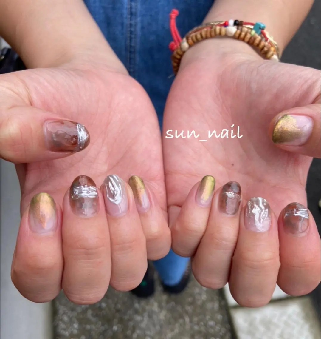 ネイル アートネイル ミラーネイル ニュアンスネイル . unffのネイルデザイン
