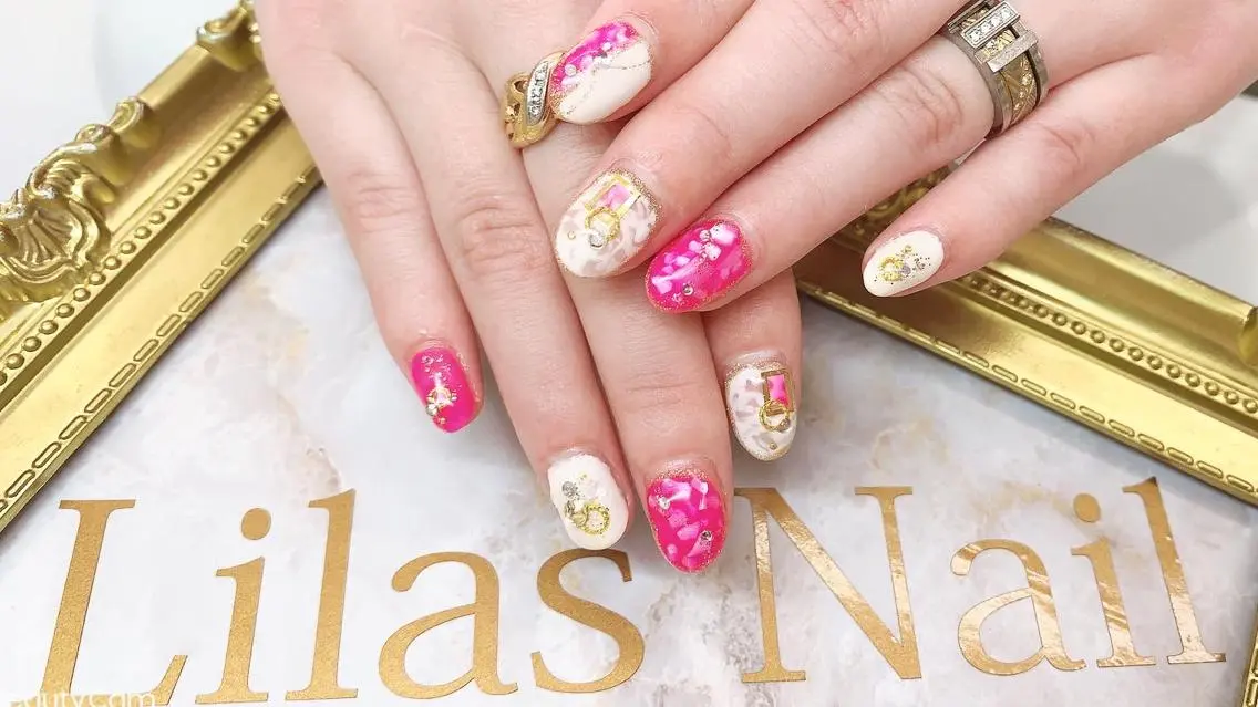 ネイル ジェルネイル ハードジェル ロングネイル ピンク 夏ネイル Lilas Nailのネイルデザイン