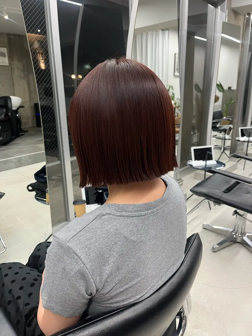 ミディアム レッドブラウン カット ヘアカラー 笹山 未夢のヘアスタイル