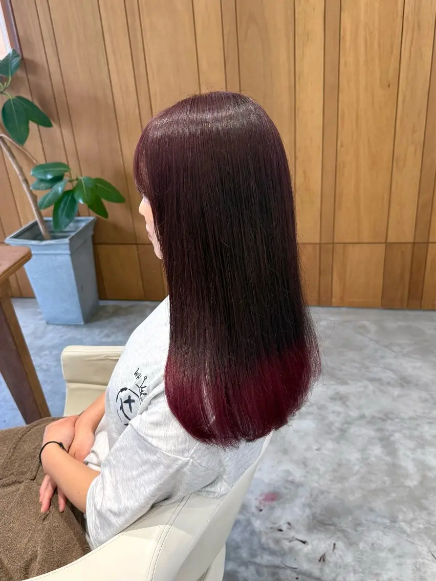 ロング カラー レッドカラー カット ヘアカラー fulam/ WATANABEのヘアスタイル