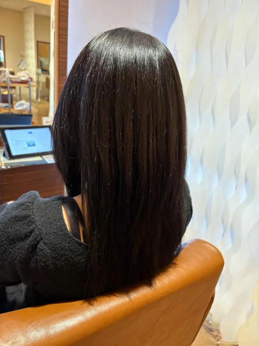 セミロング カラー 黒髪 透明感カラー メンズカットモデル 落合 悠夏✄﻿のヘアスタイル