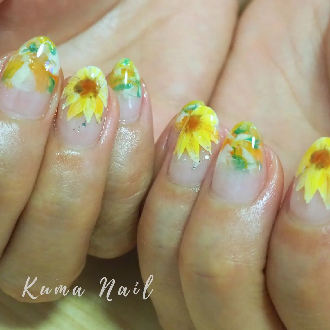ネイル ニュアンスネイル 夏ネイル ハンドネイル 藤が丘ネイル Kuma Nailのネイルデザイン