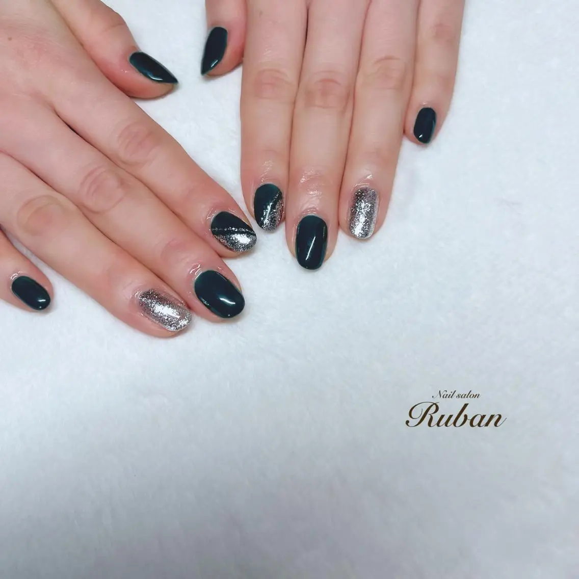 ネイル グリーン シンプルネイル Nail salon Rubanのネイルデザイン