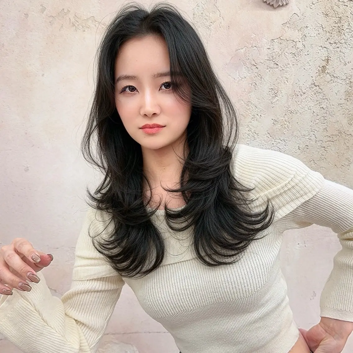 ロング カラー カット ヘアカラー トリートメント ブリーチなし 透明感カラー/艶髪のヘアスタイル