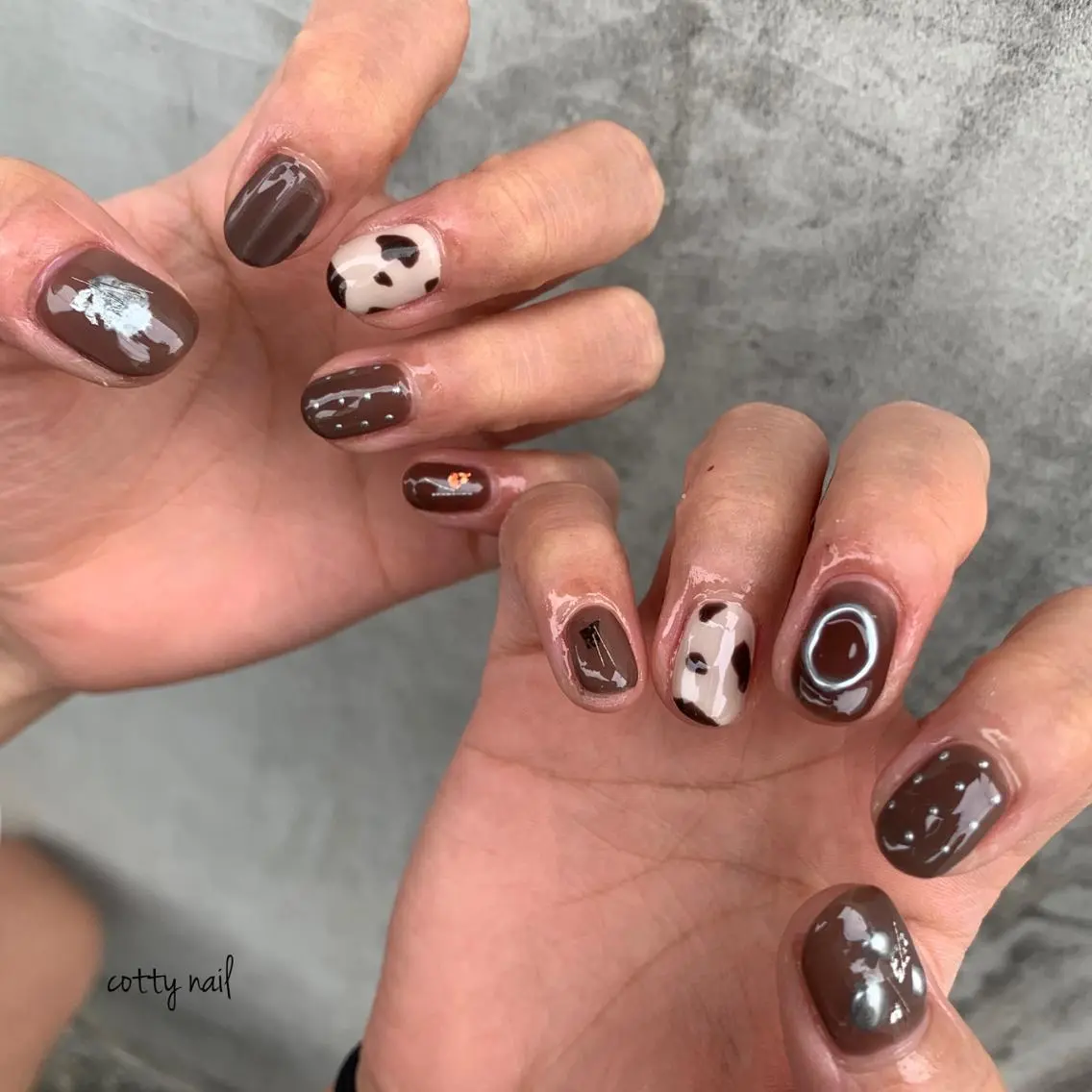 ネイル ブラウン ジェルネイル ニュアンスネイル cottynail -miki-のその他イメージ