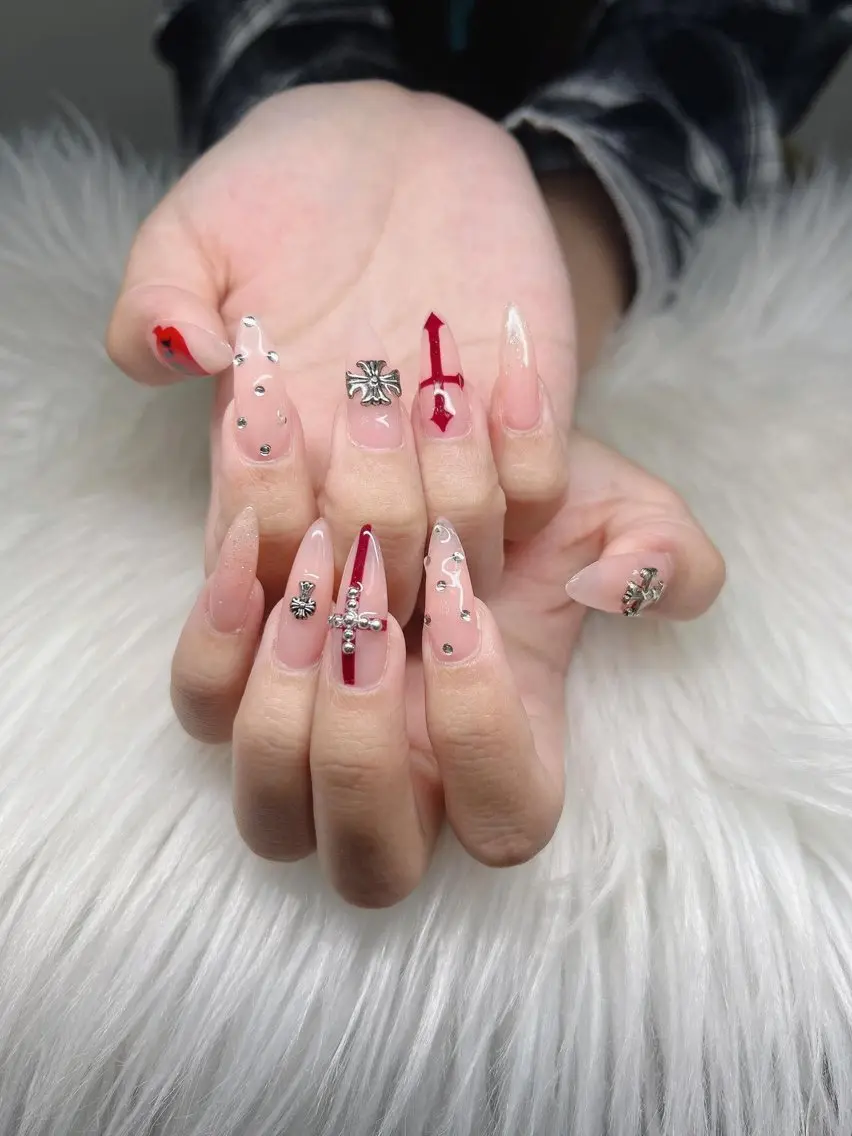 ネイル 長さ出し グラデーション 卒業式 キラキラネイル マグネットネイル ハンドネイル Lee Nailsのネイルデザイン