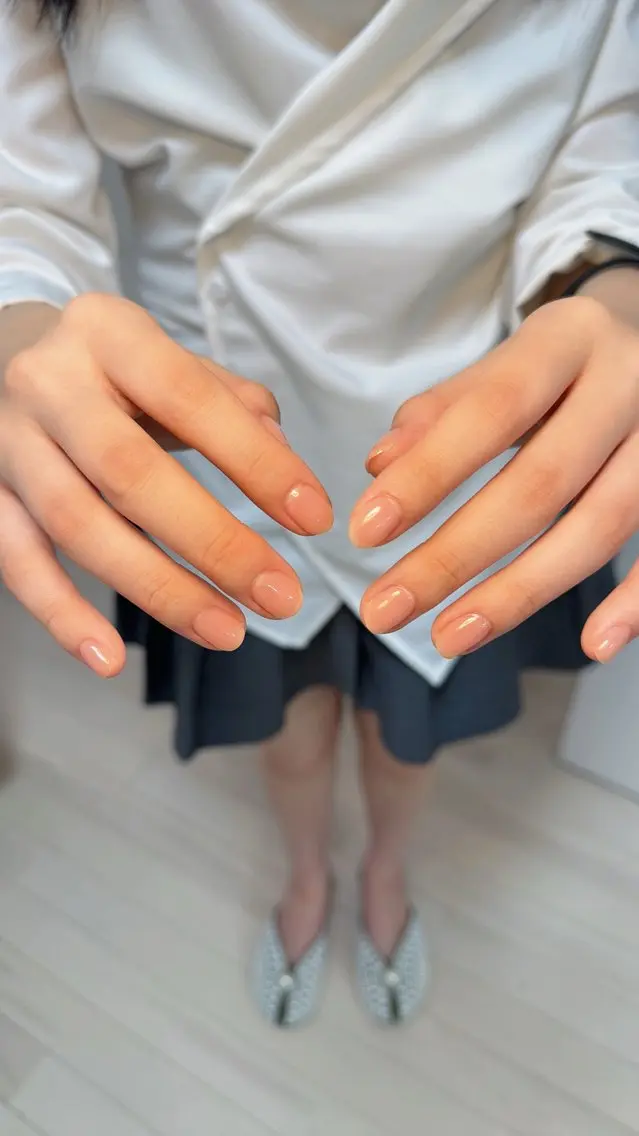 ネイル アートネイル オーロラネイル チークネイル フレンチネイル ガラスフレンチ 🎀YooLi Nail salonのネイルデザイン
