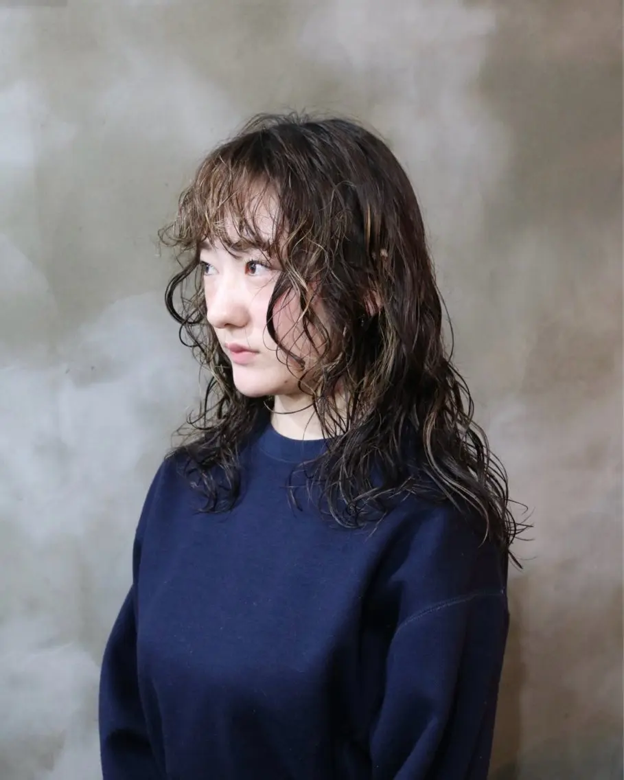 ロング パーマ 再現性大人メンズヘア 毛流れパーマ木村陸弥のヘアスタイル