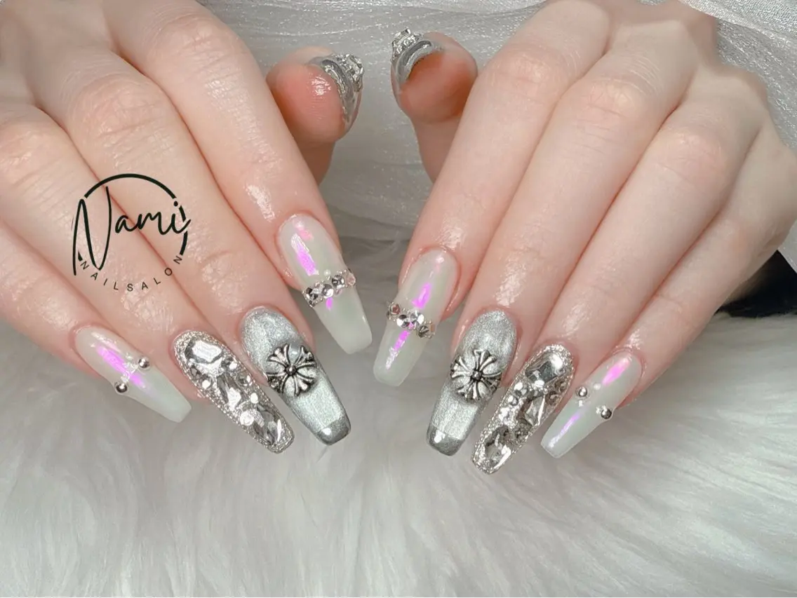 ネイル 長さ出し ガーリー 韓国ネイル ロングネイル 持ち込み Nami nail salonのネイルデザイン