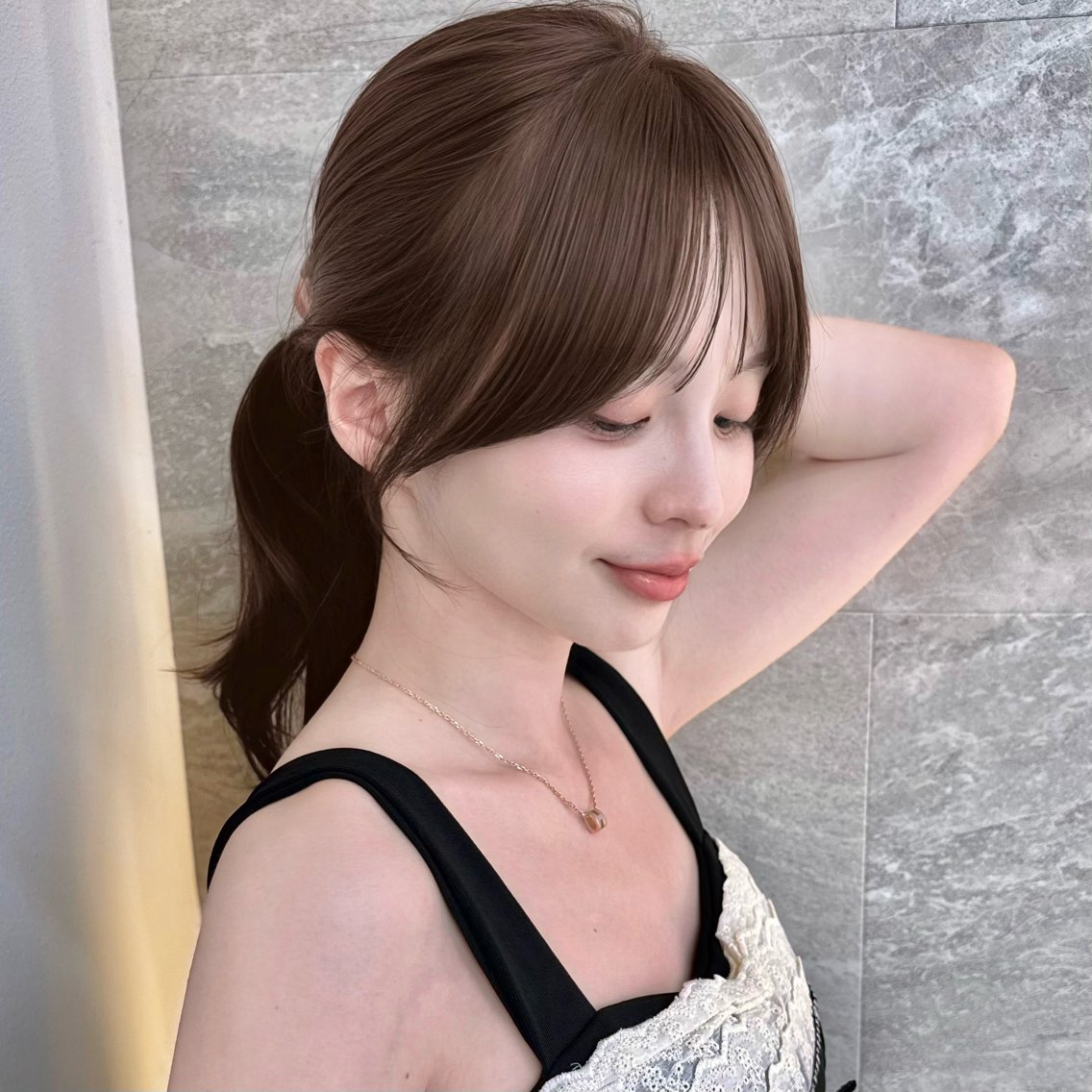 セミロング 顔周りカット カット ヘアカラー トリートメント 本田 奈穂美のヘアスタイル