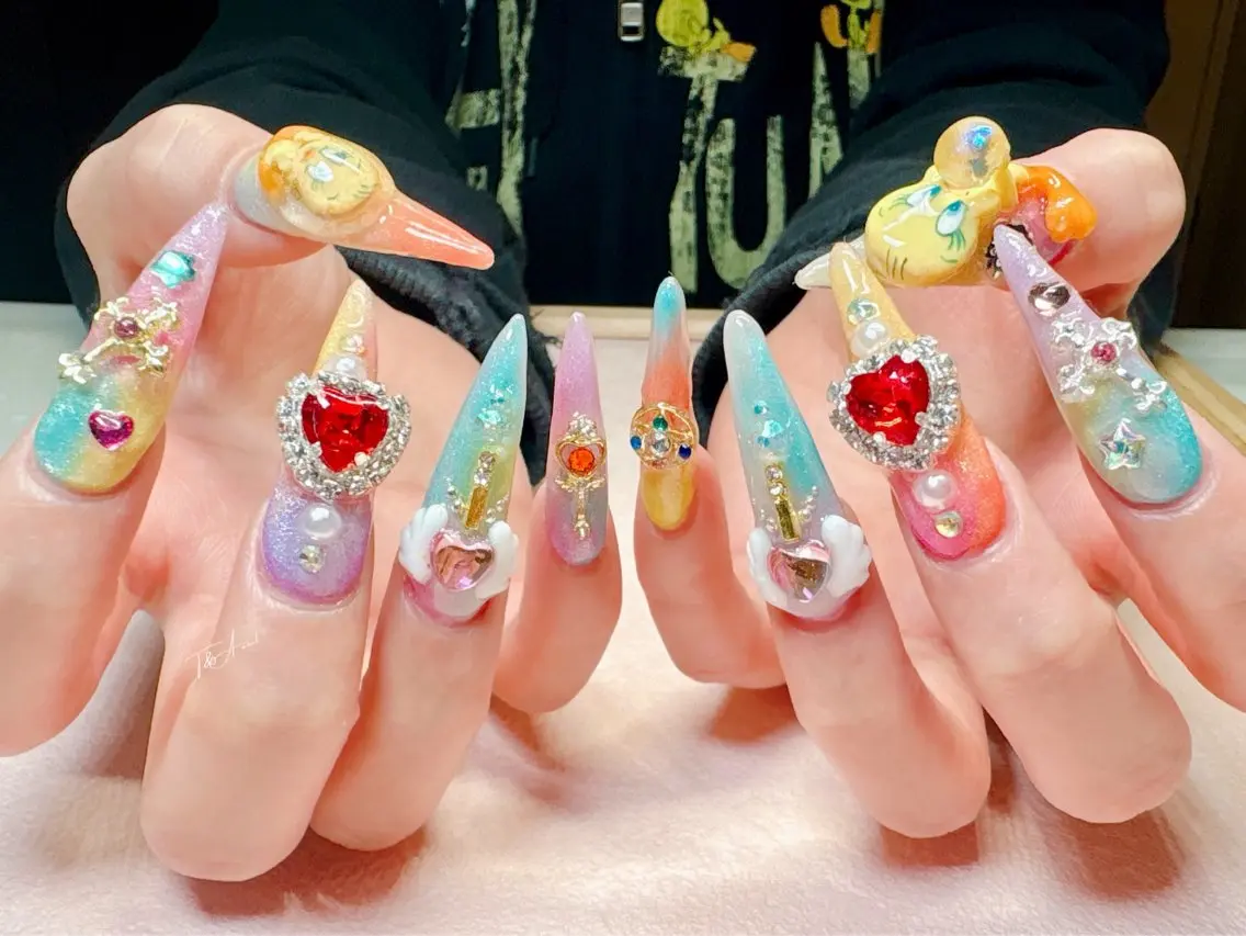 ネイル 長さ出し ジェルネイル ロングネイル スカルプネイル 夏ネイル T&A nailのネイルデザイン