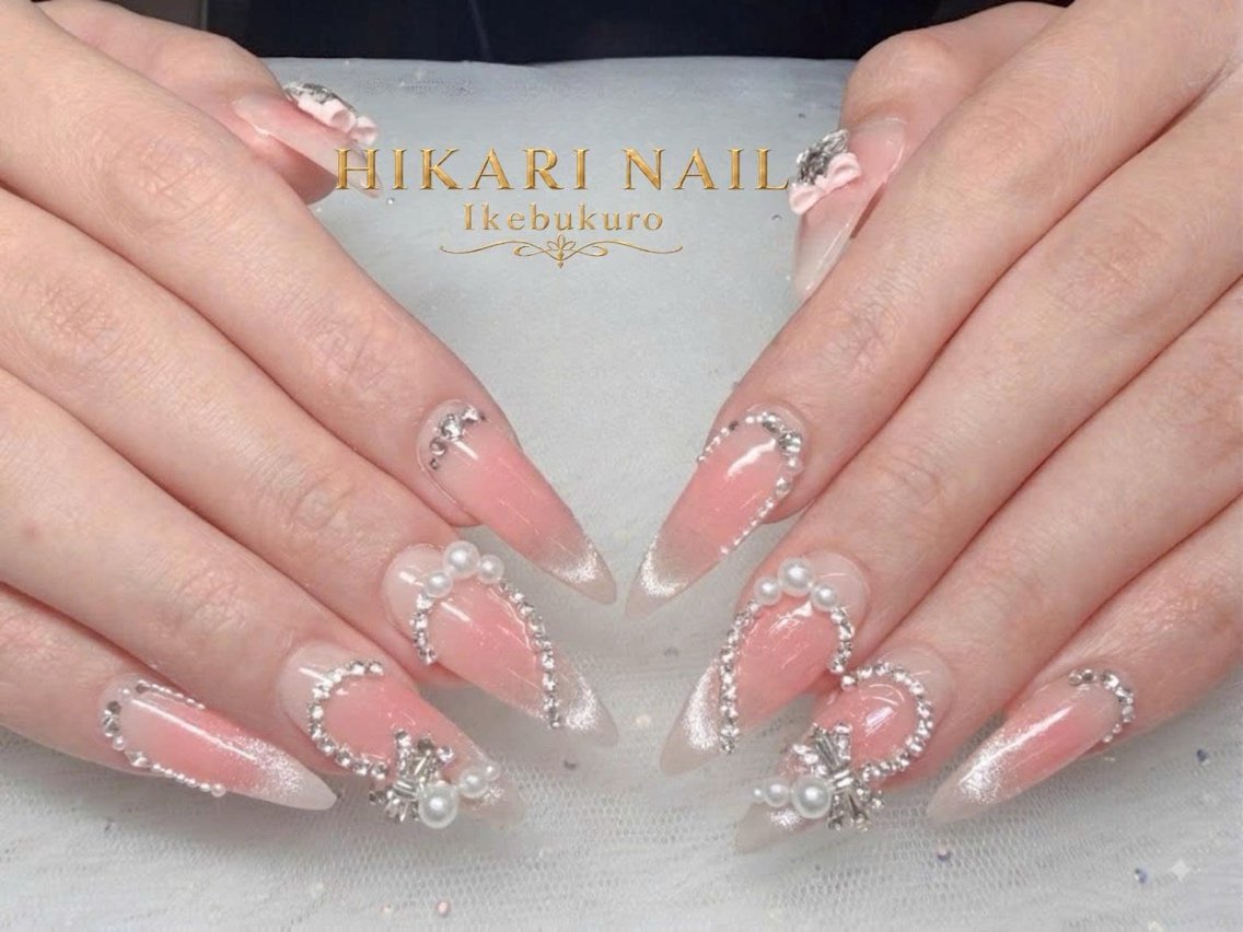 ネイル チークネイル 長さ出し フレンチネイル ガーリー ハロウィン ハンドネイル HikariNail Ikebukuroのネイルデザイン