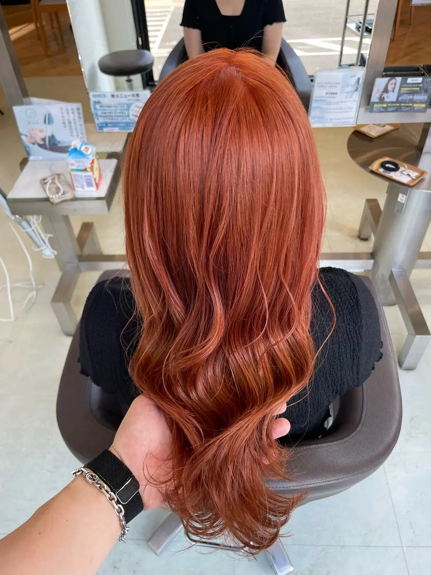 ロング カラー ブリーチ オレンジ ✨似合わせ特化美容師 WILL上村 拳吾のヘアスタイル