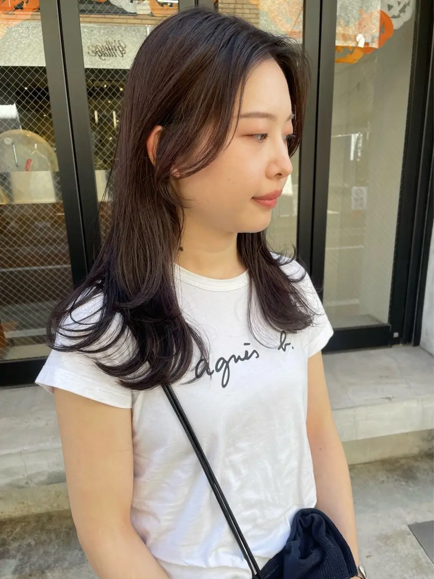 セミロング カラー カット ヘアカラー トリートメント 🩰オリーブ/ ベージュ松本咲花🩰のヘアスタイル