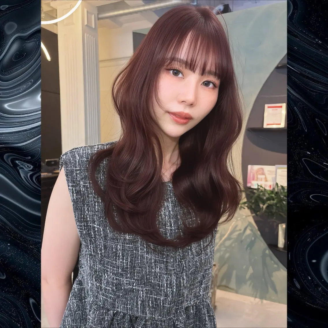 セミロング カラー カシス レッドカラー トリートメント Maison Halu YUKIのヘアスタイル