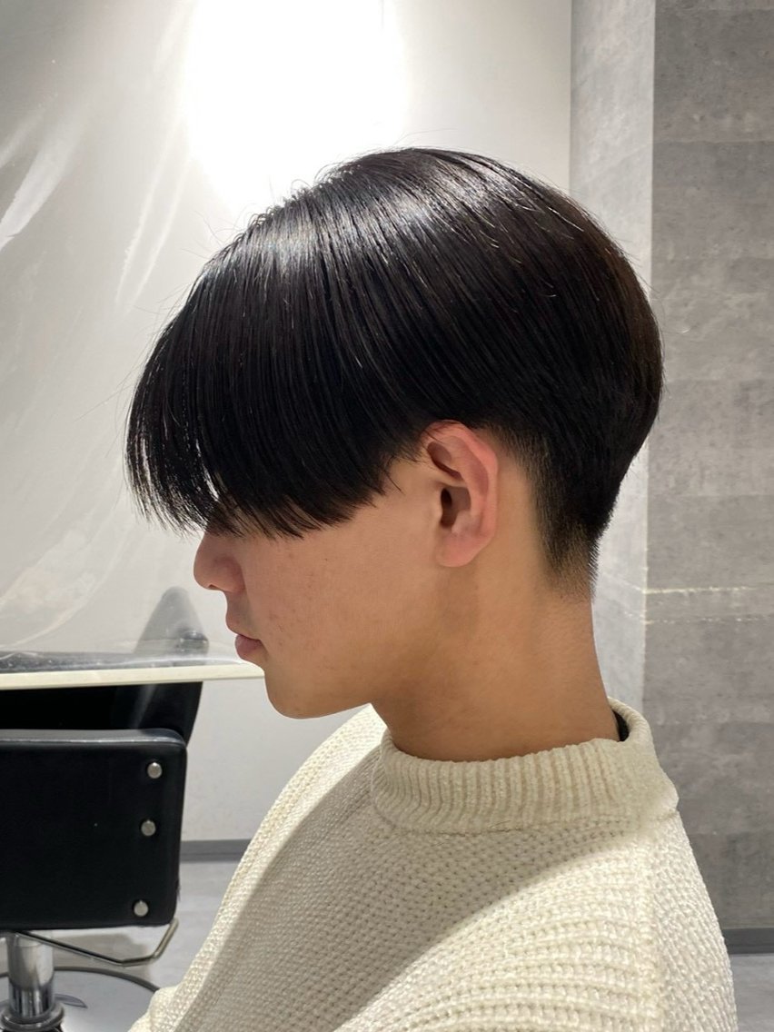 ミディアム パーマ メンズ センターパート カット ヘアセット メンズカット職人/ モテ髪/たくみのヘアスタイル
