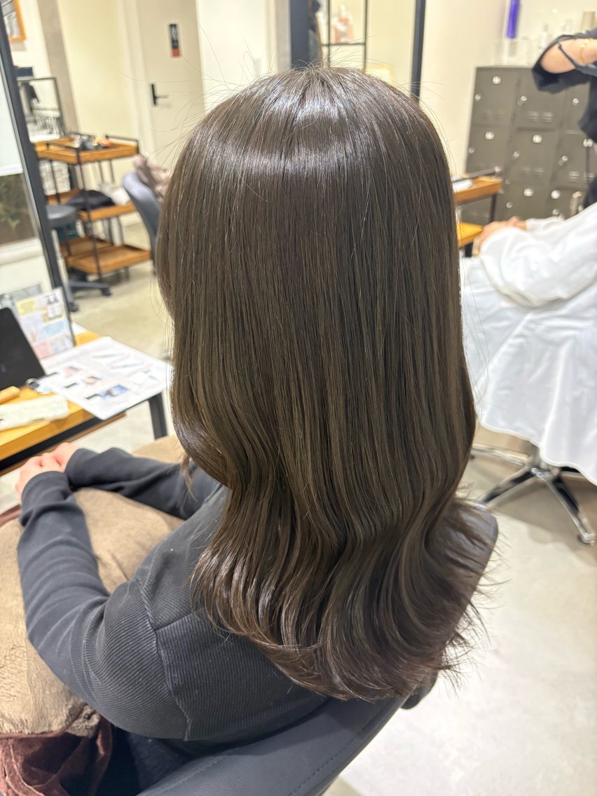 セミロング アッシュ アッシュブラウン anB Bのヘアスタイル
