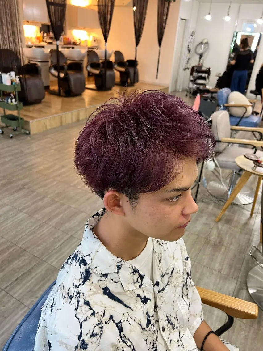 ショート カラー メンズ 韓国風 くすみカラー パーマKOUKIのヘアスタイル