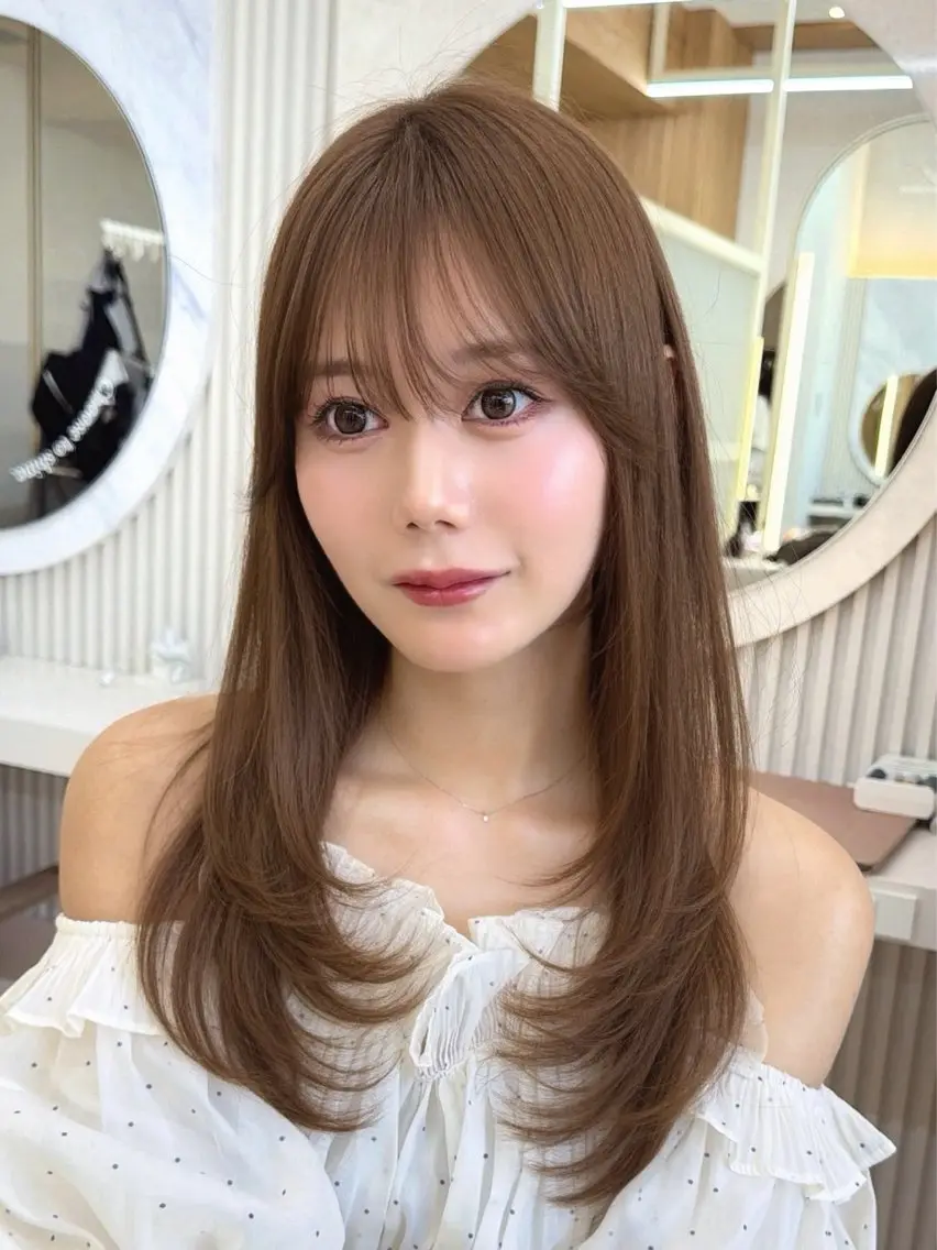 セミロング カット ヘアカラー トリートメント 顔周り/レイヤー /韓国ヘア/TAKUのヘアスタイル
