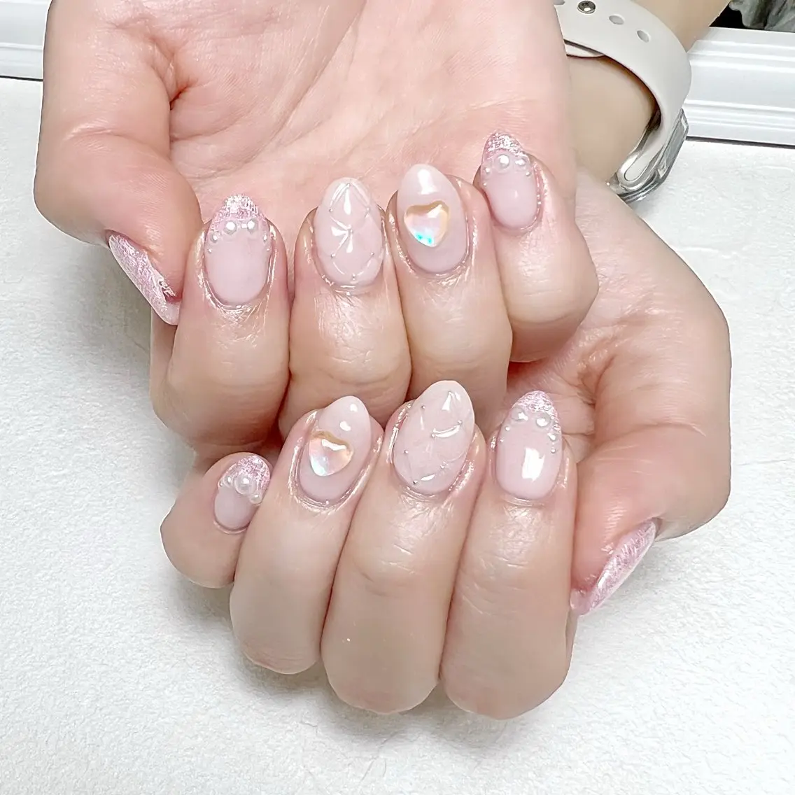 ネイル ガーリー キラキラネイル 韓国ネイル ピンク ツイードネイル rouse nail RISATOのネイルデザイン