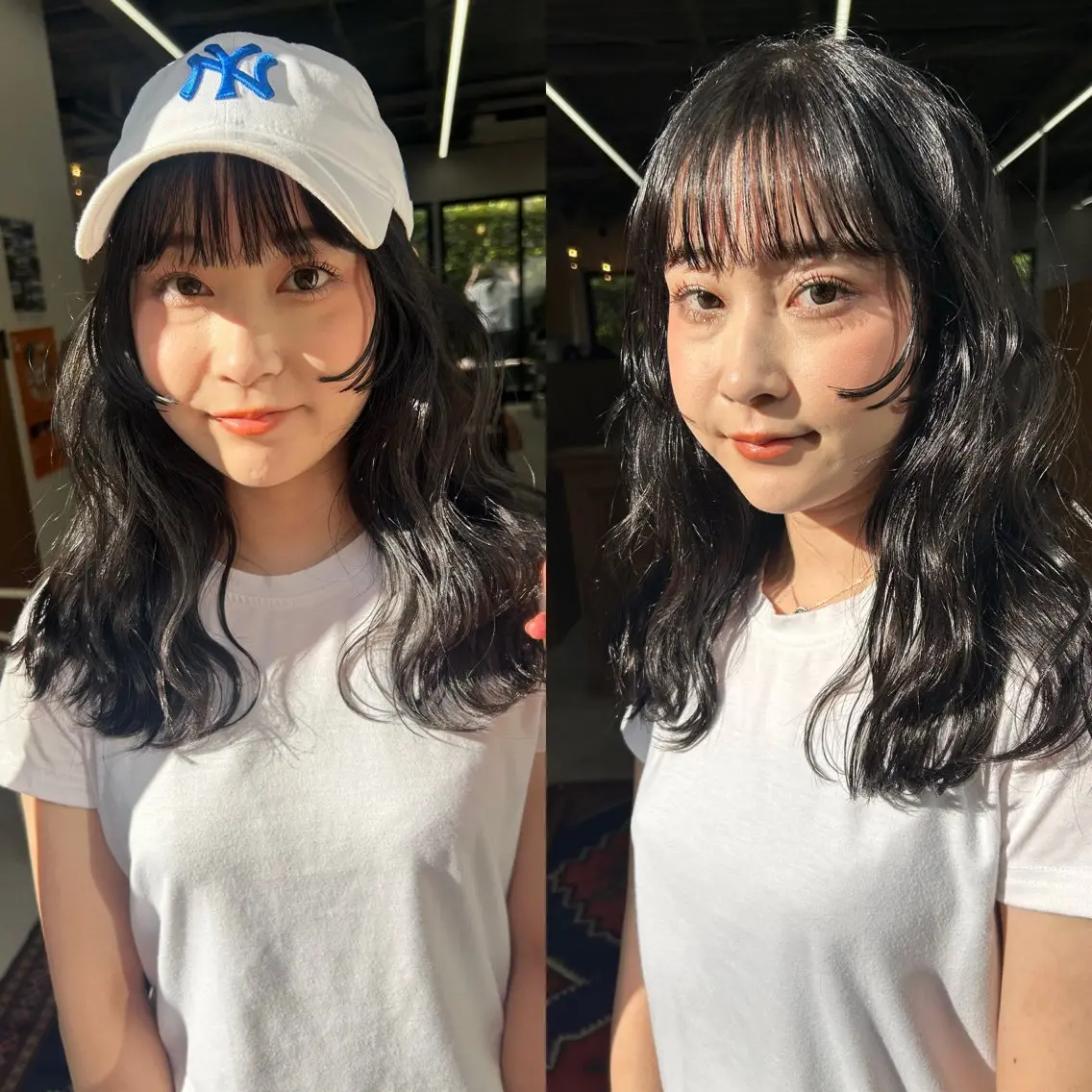 セミロング カラー パーマ ヘアアレンジ デザインカラー/ボブ ブリーチカラー/ユリのヘアスタイル
