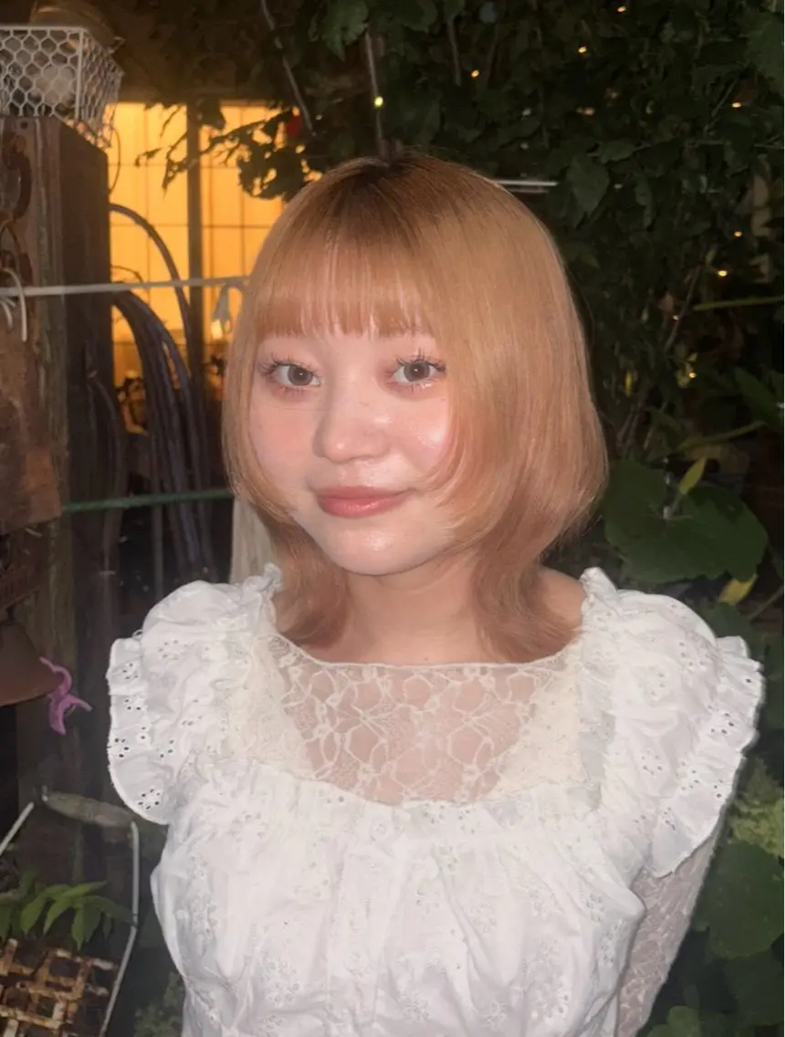 ミディアム カラー パーマ ヘアアレンジ ブリーチ ハイレイヤー レイヤーカット yelm府中 ユリのヘアスタイル