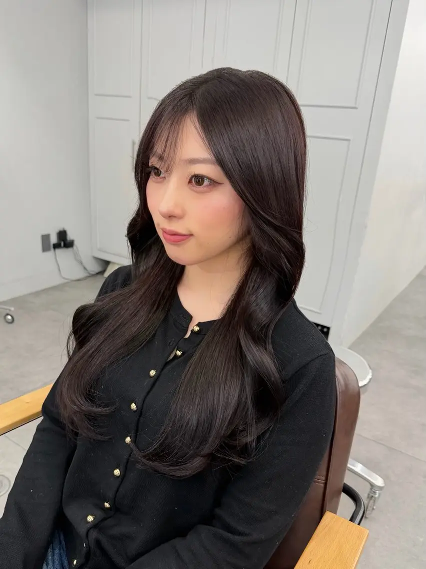 ロング くびれヘア 顔周りカット レイヤーカット カット ヘアカラー トリートメント 🧡くびれヘア/前髪 顔周り🧡久原結衣のヘアスタイル