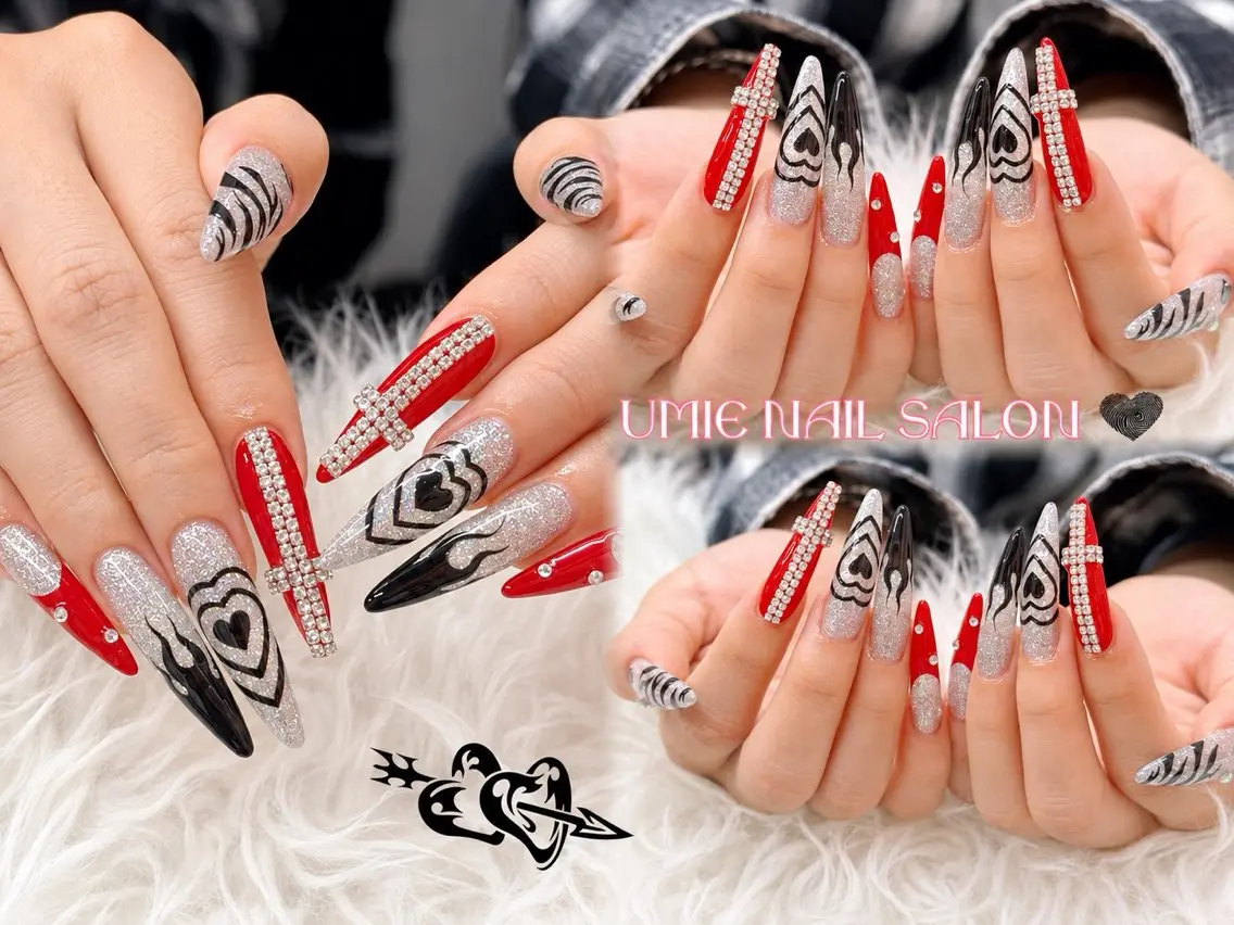ネイル フットネイル フレンチネイル ジェルネイル ガラスフレンチ マグネットネイル UMIE NAIL SALONのネイルデザイン
