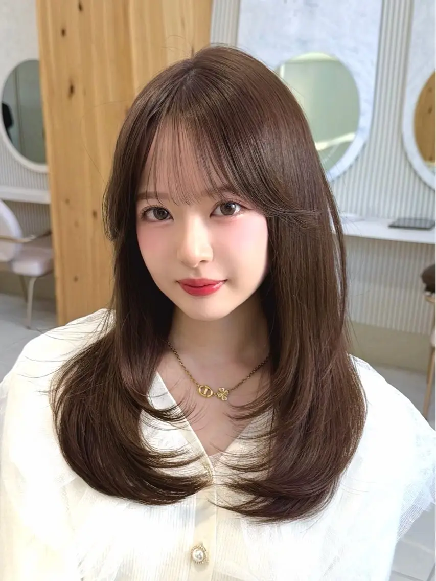 セミロング カット ヘアカラー トリートメント 顔周り/レイヤー /韓国ヘア/TAKUのヘアスタイル