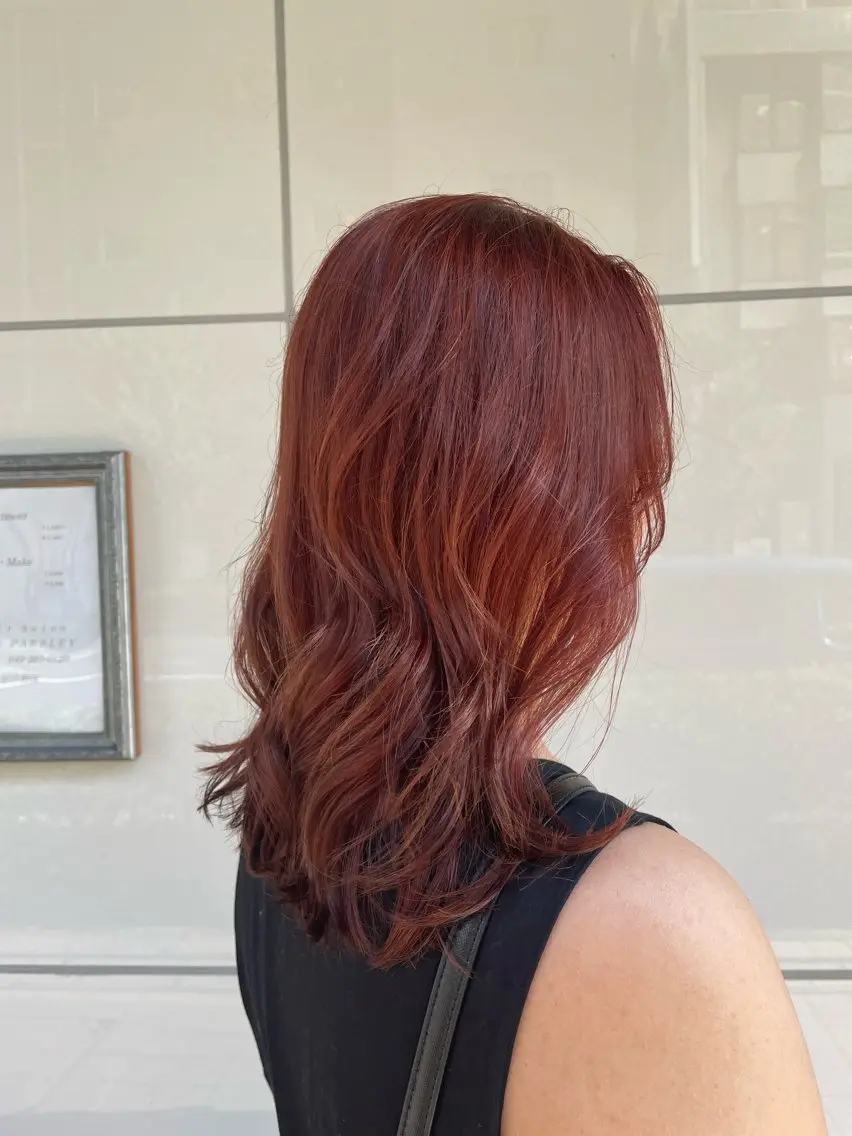 ミディアム カラー ブリーチ ブリーチなしカラー オレンジ 千野 優由のヘアスタイル