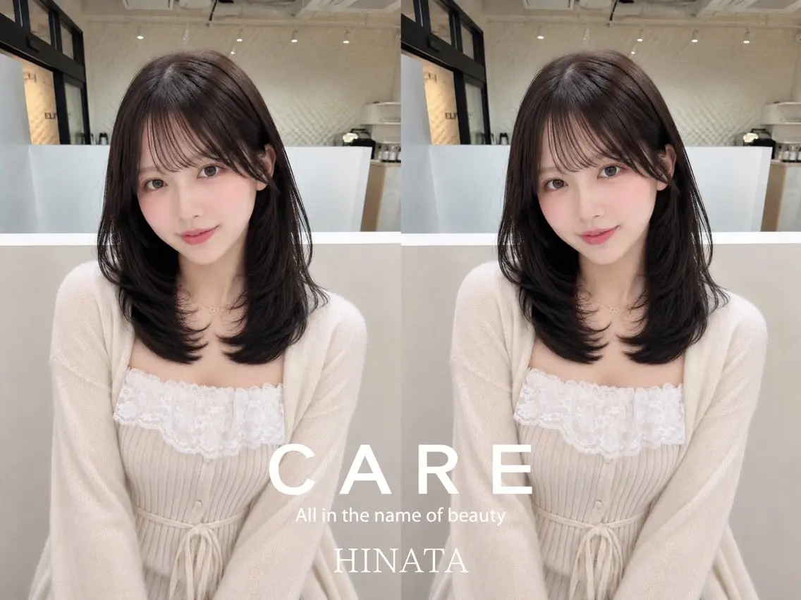 ミディアム ミディアムレイヤー レイヤーカット 縮毛矯正 京谷 日向のヘアスタイル