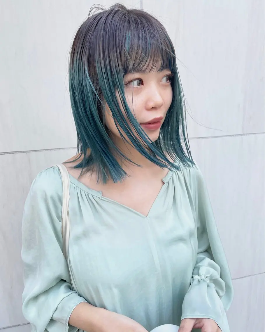 ミディアム カラー パーマ ヘアアレンジ メンズ ブルーカラー カット ヘアカラー トリートメント tatsumi/ボブ ウルフ/レイヤーのヘアスタイル