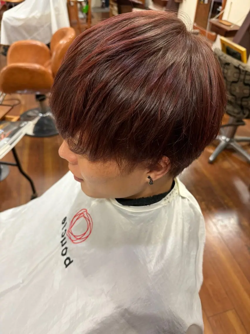 ショート カラー メンズ ブラウンカラー レッドカラー レッドブラウン 浅岡 昭汰のヘアスタイル