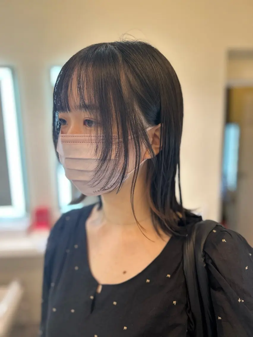 ミディアム 顔まわりレイヤー 顔周りカット レイヤーカット 似合わせカット ナチュラルレイヤー/ ボブパーマ/カネコのヘアスタイル