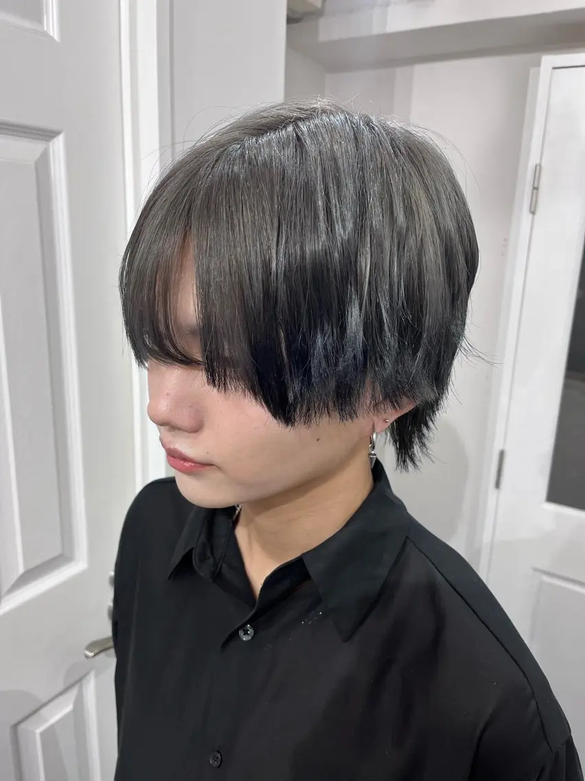 ショート カラー メンズ ヘアカラー トリートメント ヘアセット ♱地雷カラー♱ウルフ ♱ 藍衣 ♱のヘアスタイル