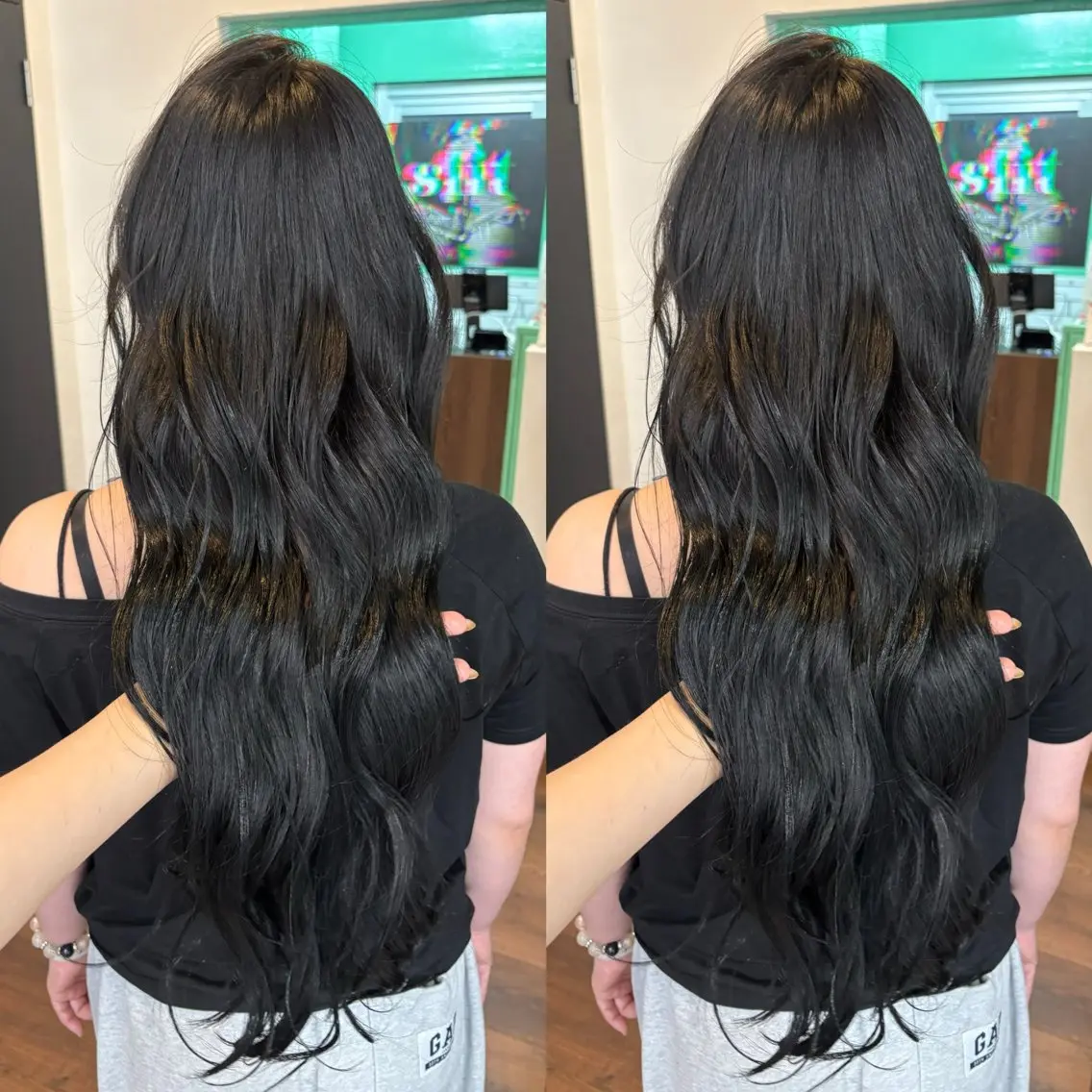 ロング カラー 黒髪 透明感カラー ヘアカラー なんば、心斎橋🍓 ハイトーンnicoのヘアスタイル