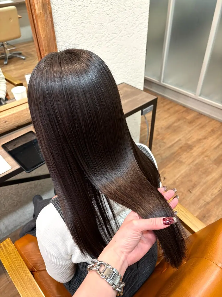 ロング 縮毛矯正 あべ ゆうかのヘアスタイル