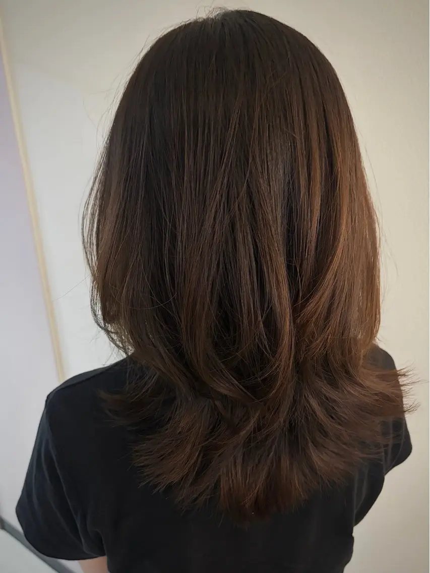 セミロング カラー ブラウンカラー 透明感カラー レイヤーカット カット ヘアカラー トリートメント cana 札幌レイヤースタイルのヘアスタイル