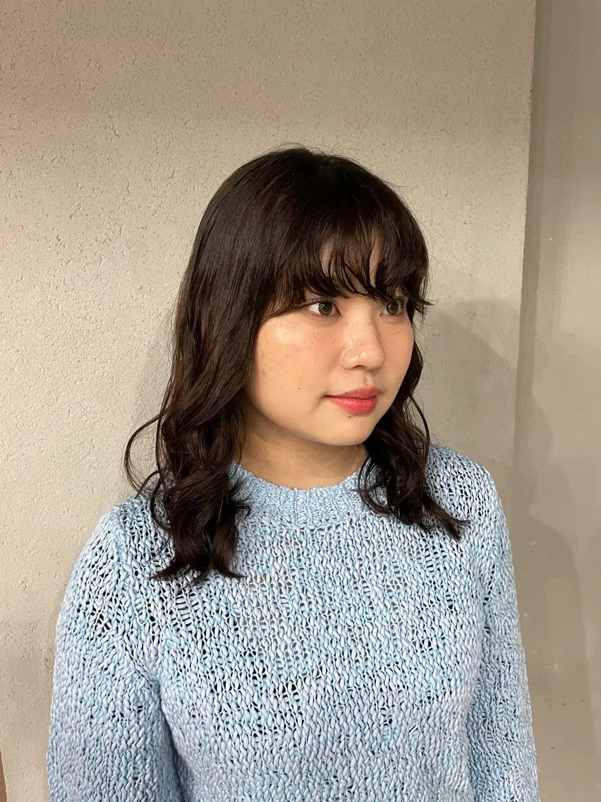 ミディアム カラー パーマ カット ヘアカラー 表参道🌿赤み消し カラー/チナツのヘアスタイル