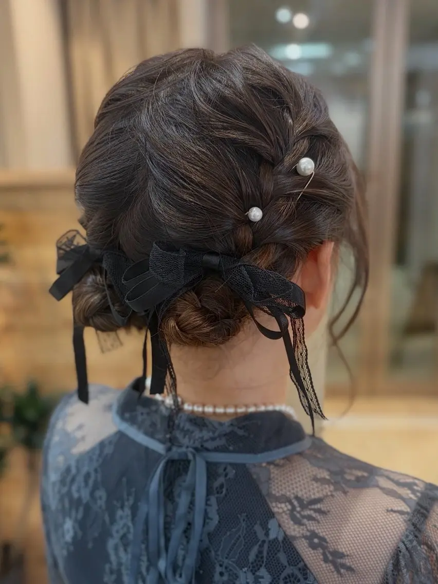ミディアム ヘアアレンジ 結婚式・ブライダル ヘアセット cana 札幌レイヤースタイルのヘアスタイル