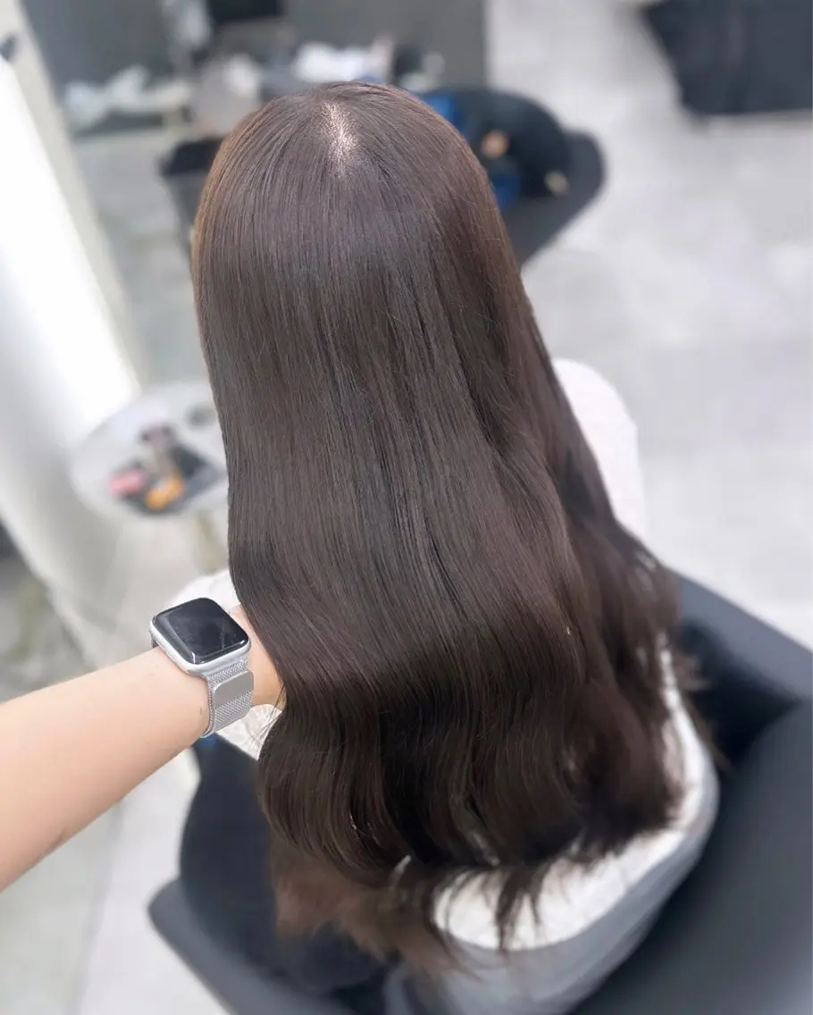 ロング カラー ヘアカラー トリートメント 縮毛矯正/艶カラー /髪質改善/なんばのヘアスタイル