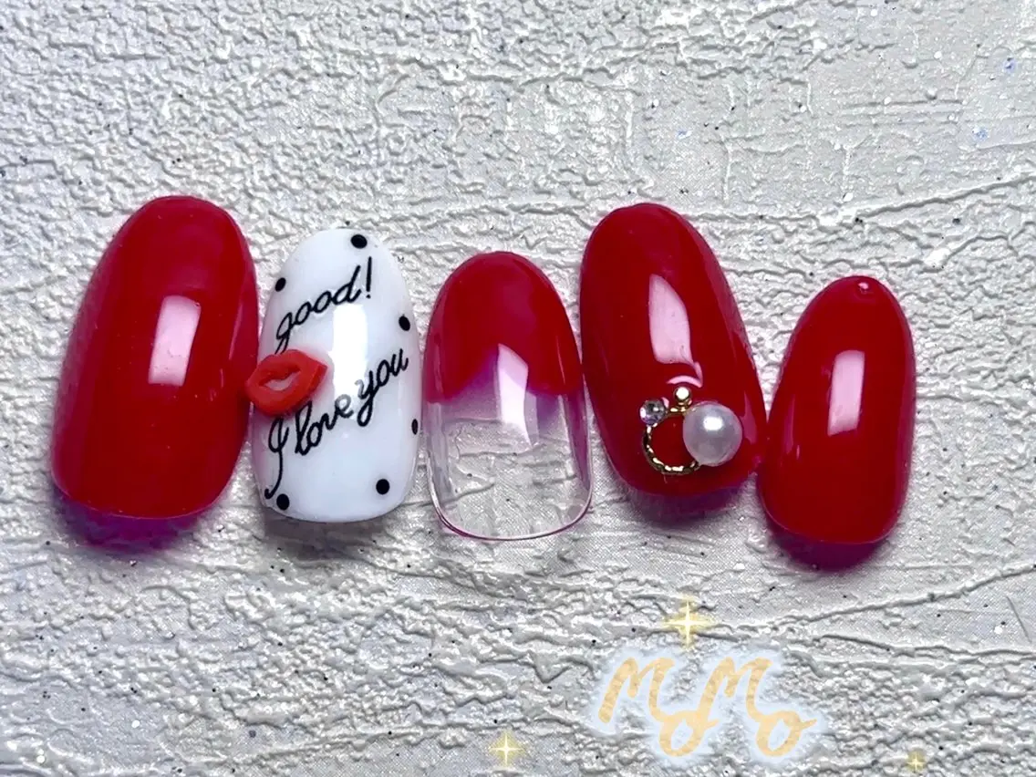 ネイル バレンタイン ハンドネイル MOMO nailのネイルデザイン