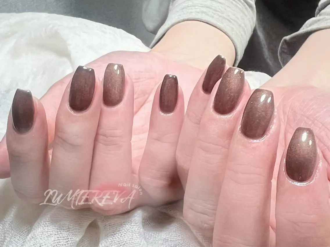 ネイル オーロラネイル 長さ出し ジェルネイル 氷ネイル・うるうるネイル 韓国ネイル ハンドネイル Lumiereva nail salonのネイルデザイン