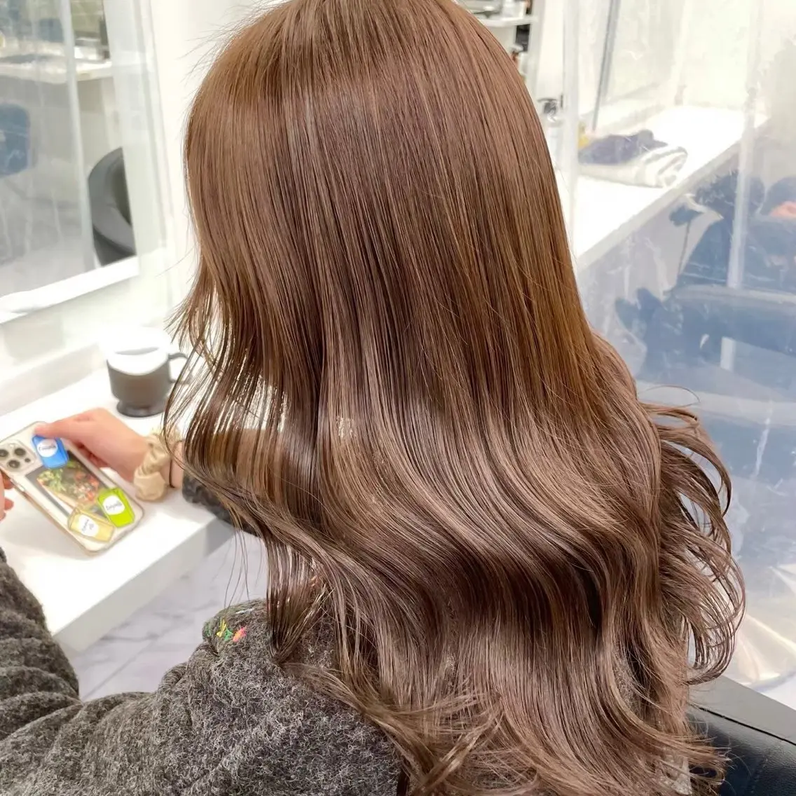 ロング カラー ベージュカラー ブリーチ 透明感カラー ダブルカラー ピンクカラー カット ヘアカラー ダブルカラー/縮毛/ ピンク/ベージュのヘアスタイル