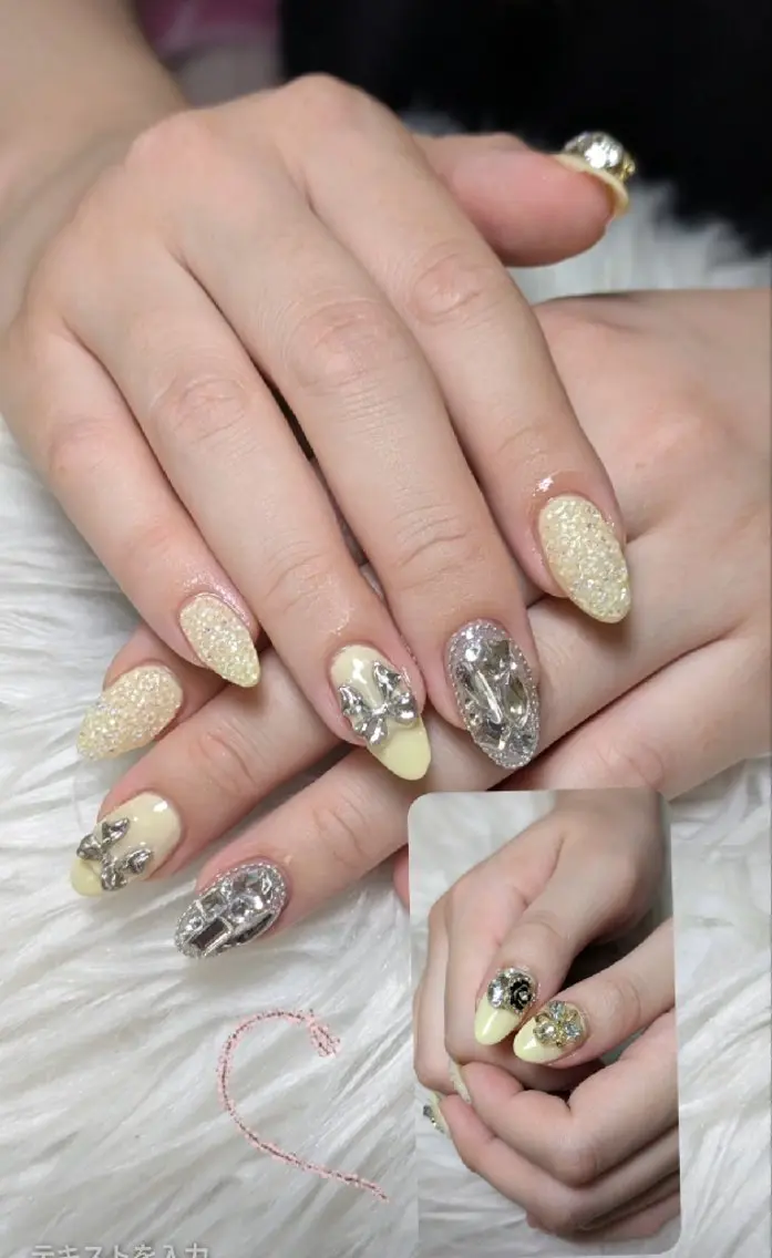 ネイル シンプルネイル 黄色 ハンドネイル m&pPrivate nailsalonのネイルデザイン