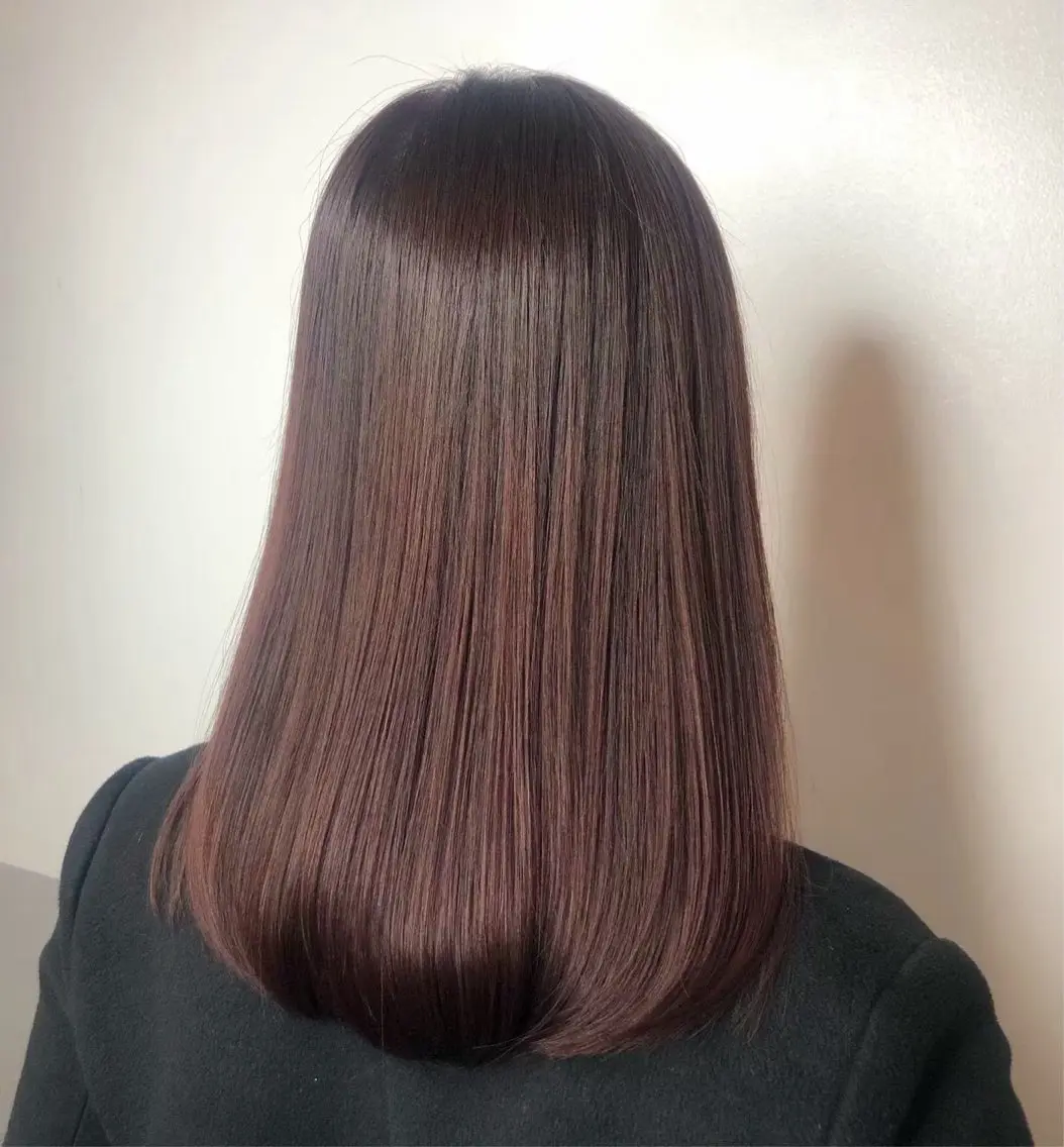 🍇ワインレッド🍇落ち着いた雰囲気で大人な感じに🖤ワインレッドカラー＋艶トリートメントの写真